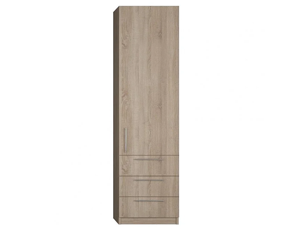 Armoire de rangement 1 porte, 3 tiroirs finition chêne naturel largeur 50 cm