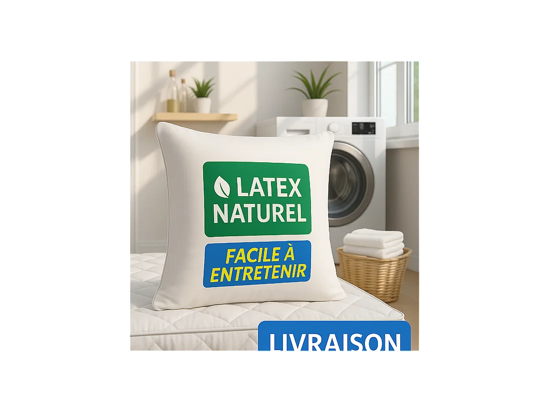 Lot de 2 OREILLERS 60x60 en LATEX NATUREL OREILLER CONFORT SOUPLE et MOELLEUX OREILLER en MOUSSE de LATEX GARANTIE à VIE