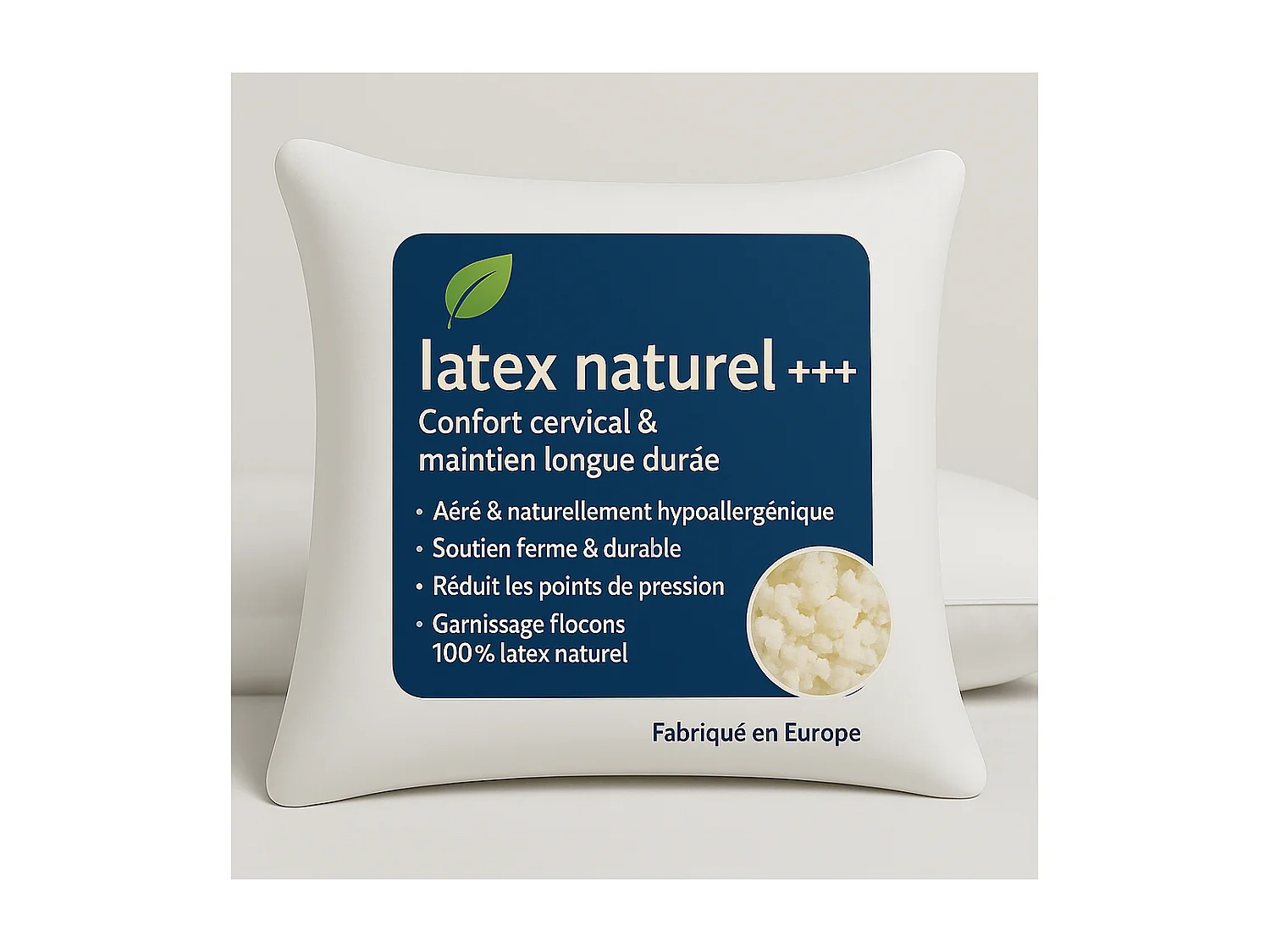 Lot de 2 OREILLERS 60x60 en LATEX NATUREL OREILLER CONFORT SOUPLE et MOELLEUX OREILLER en MOUSSE de LATEX GARANTIE à VIE