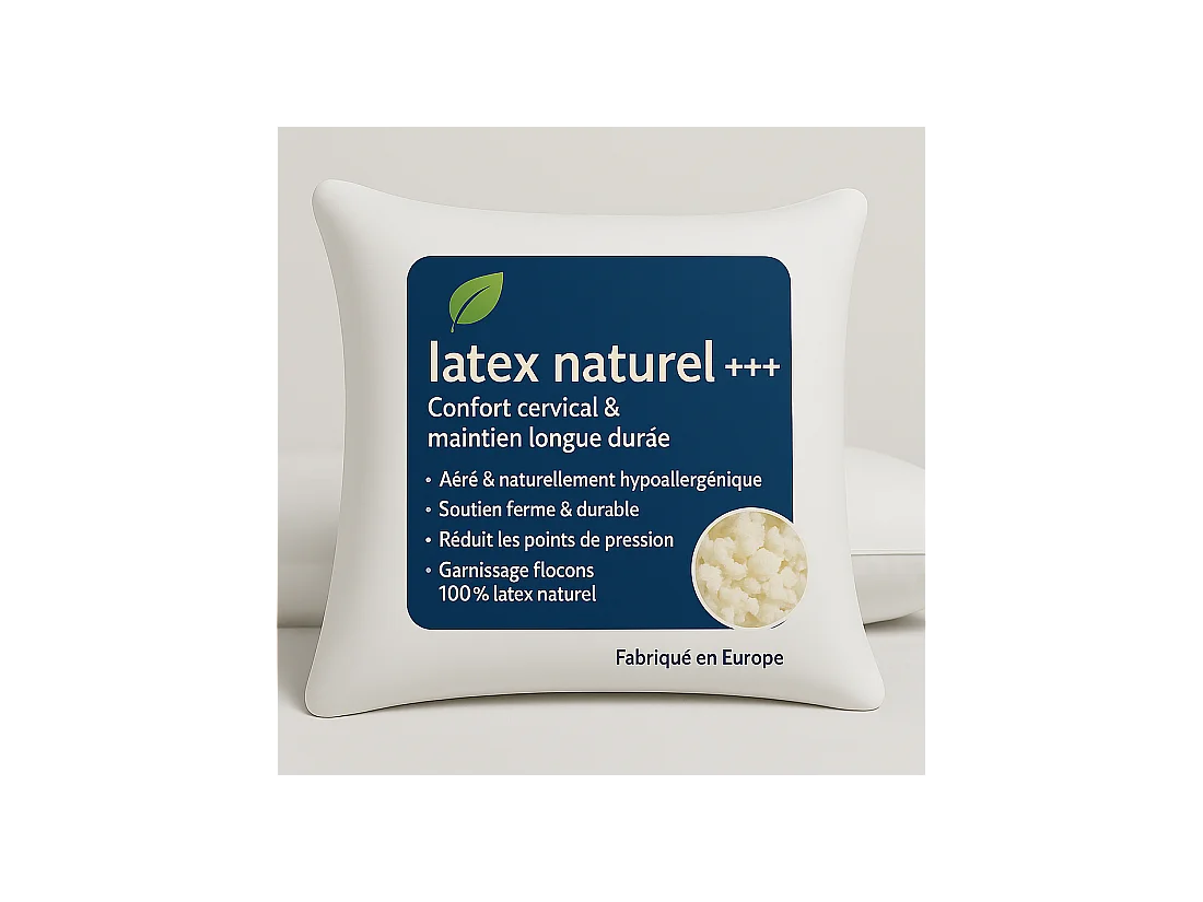 Oreiller 60x60 confort latex naturel souple et moelleux oreiller en mousse de latex garantie à vie
