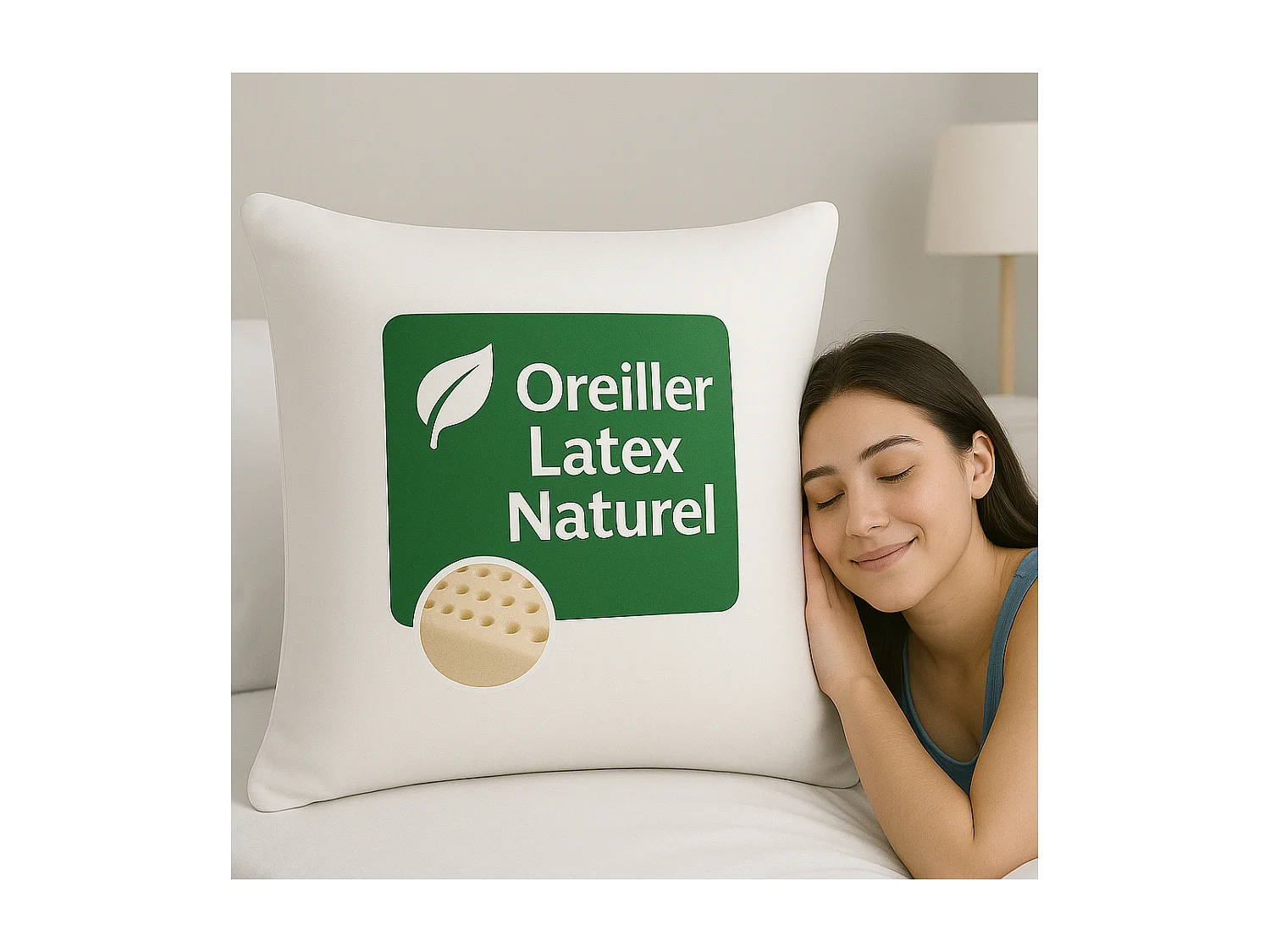 Oreiller 60x60 confort latex naturel souple et moelleux oreiller en mousse de latex garantie à vie