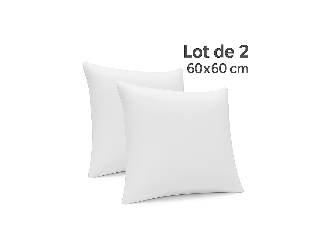 LOT de 2 OREILLERS 60x60 FLOCON MÉMOIRE de FORME SPÉCIAL CERVICALES GARANTIE à VIE