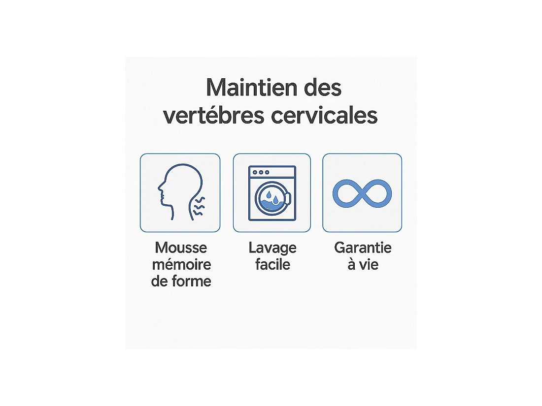 LOT de 2 OREILLERS 60x60 FLOCON MÉMOIRE de FORME SPÉCIAL CERVICALES GARANTIE à VIE