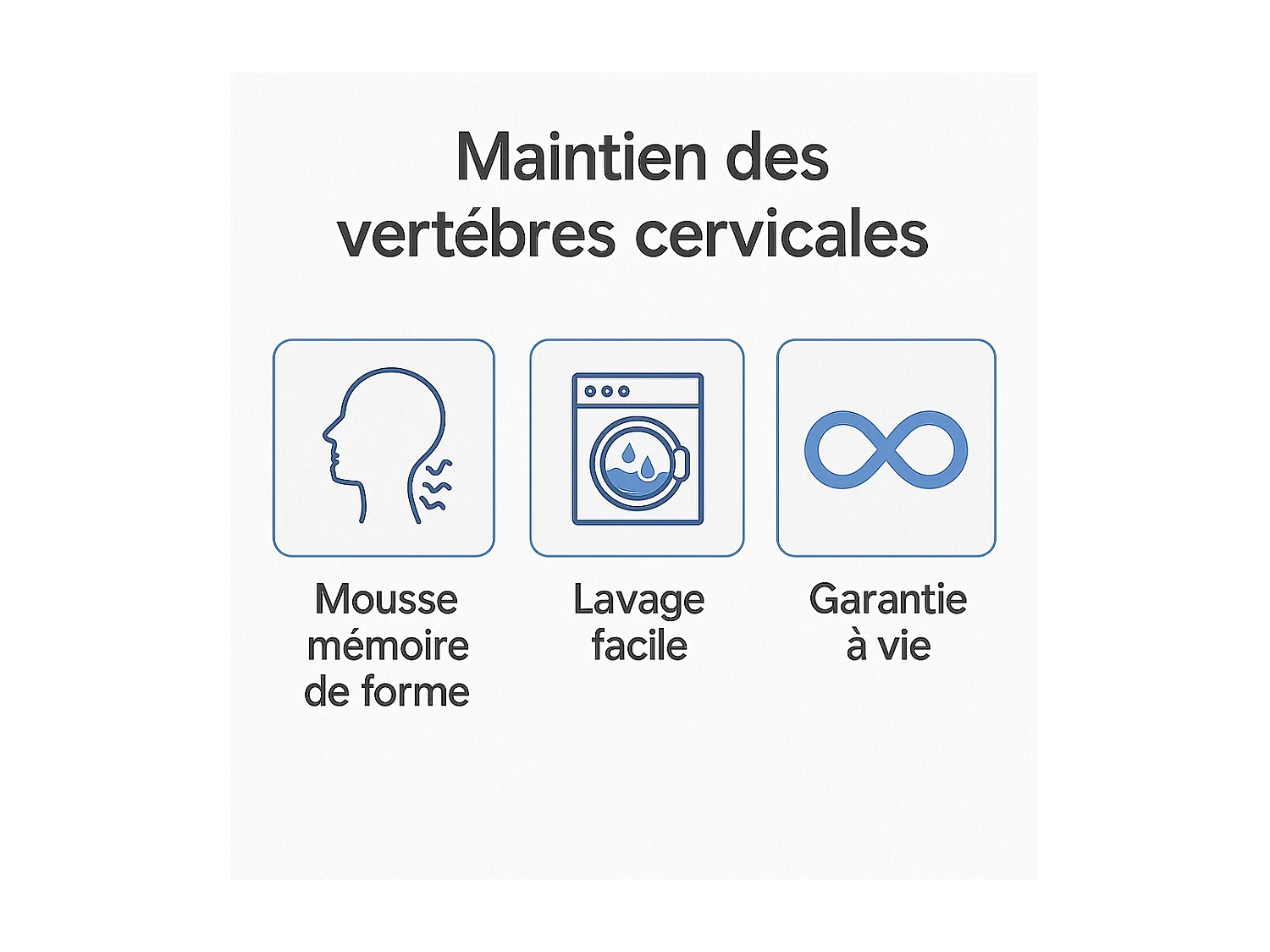 LOT de 2 OREILLERS 60x60 FLOCON MÉMOIRE de FORME SPÉCIAL CERVICALES GARANTIE à VIE