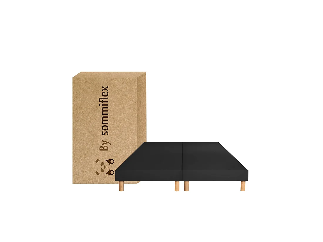 SOMMIER TAPISSIER NOIR 80x200x2 (160x200) | FABRICATION FRANÇAISE ARTISANALE | PIEDS OFFERTS | HAUTEUR avec PIEDS 27 cm