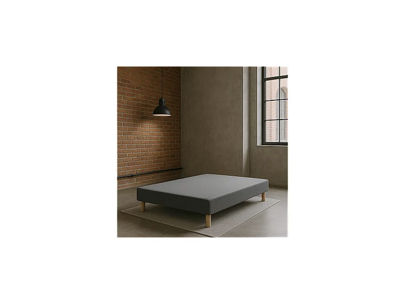 SOMMIER TAPISSIER GRIS 120x190 cm | FABRICATION FRANÇAISE ARTISANALE | PIEDS OFFERTS | HAUTEUR avec PIEDS 27 cm