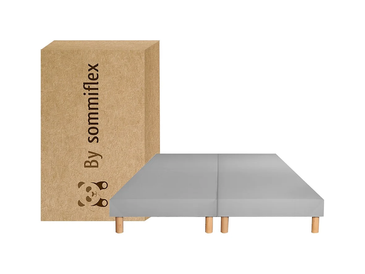 SOMMIER TAPISSIER GRIS 120x190 cm | FABRICATION FRANÇAISE ARTISANALE | PIEDS OFFERTS | HAUTEUR avec PIEDS 27 cm