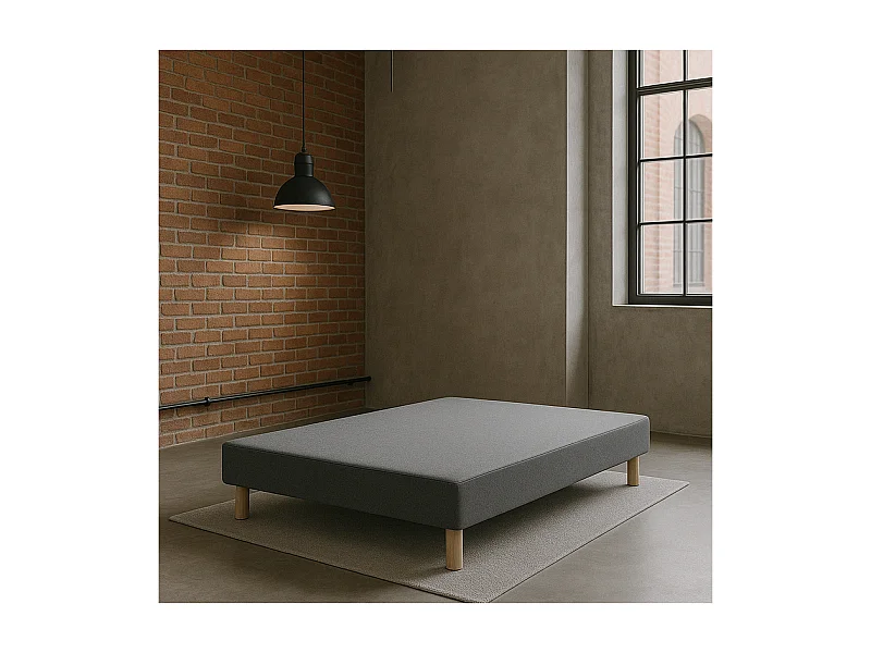 Sommier Tapissier Gris 120x190 – Fabrication Française Artisanale