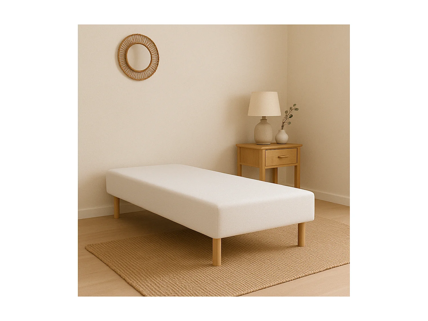 Sommier tapissier 80x200cm Fabrication Française + Pieds offerts