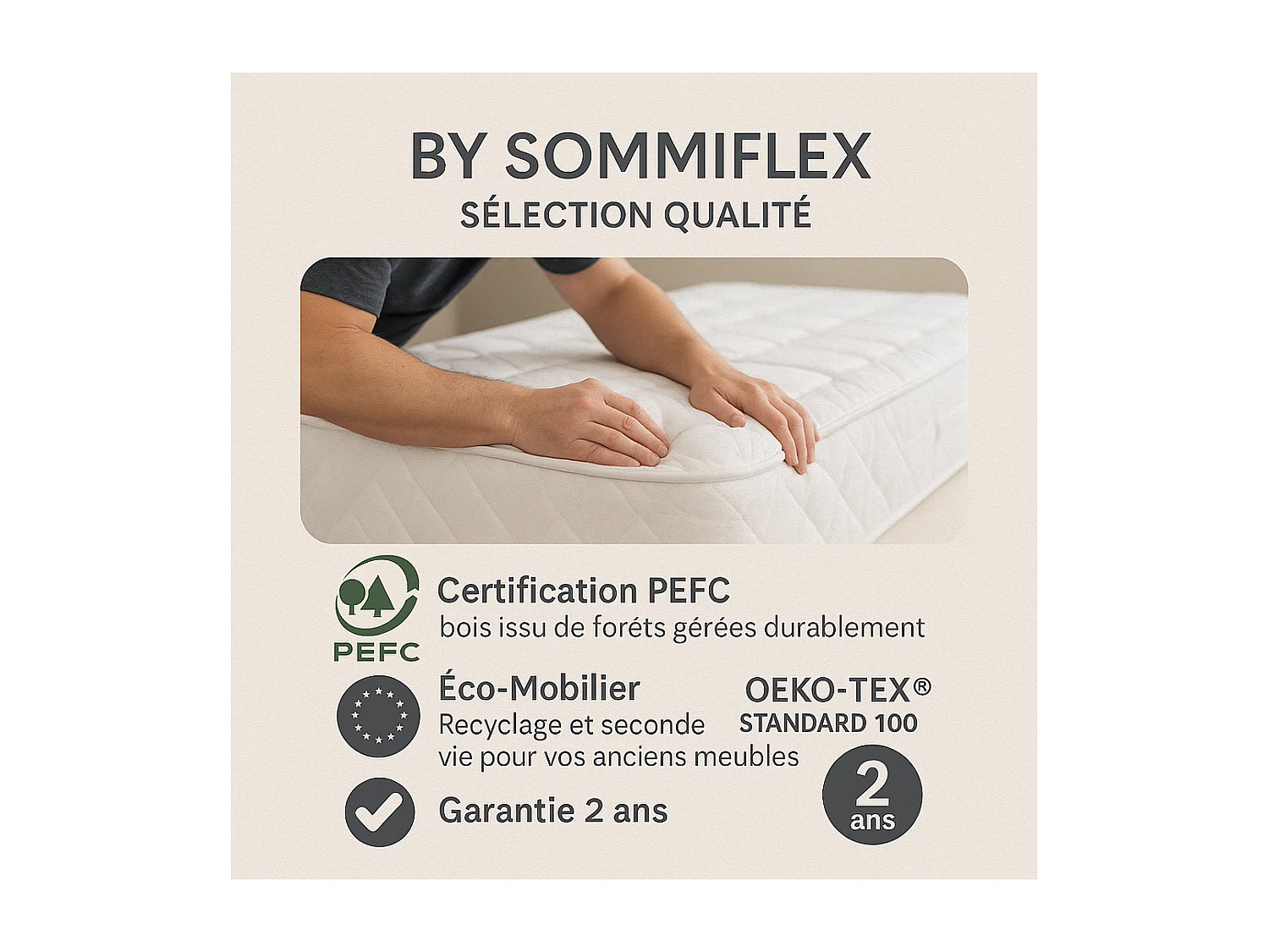 SOMMIER TAPISSIER NOIR 70x190x2 (140x190) | FABRICATION FRANÇAISE ARTISANALE | PIEDS OFFERTS | HAUTEUR avec PIEDS 27 cm