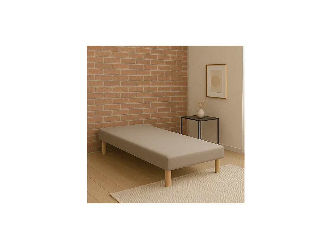 SOMMIER TAPISSIER GRIS 90x190 cm | FABRICATION FRANÇAISE ARTISANALE | PIEDS OFFERTS | HAUTEUR avec PIEDS 27 cm
