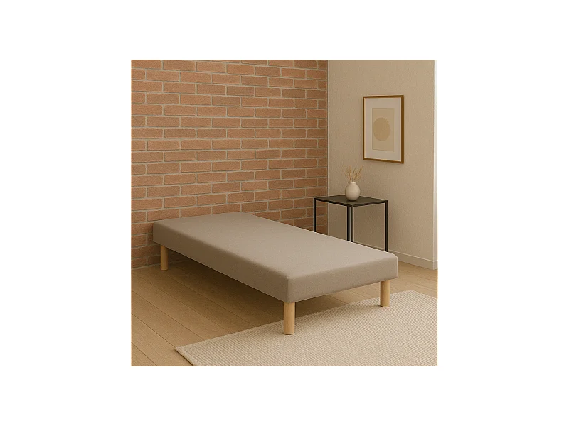 SOMMIER TAPISSIER GRIS 90x190 cm | FABRICATION FRANÇAISE ARTISANALE | PIEDS OFFERTS | HAUTEUR avec PIEDS 27 cm