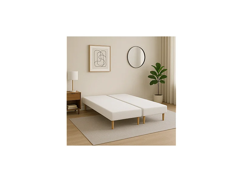 SOMMIER TAPISSIER NOIR 100x200x2 (200x200) | FABRICATION FRANÇAISE ARTISANALE | PIEDS OFFERTS | HAUTEUR avec PIEDS 27 cm