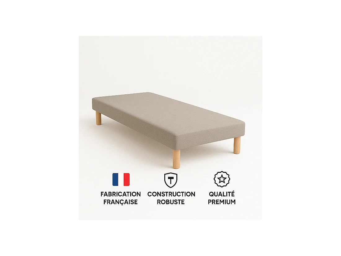 Sommier tapissier 90x200cm Fabrication Française + Pieds offerts
