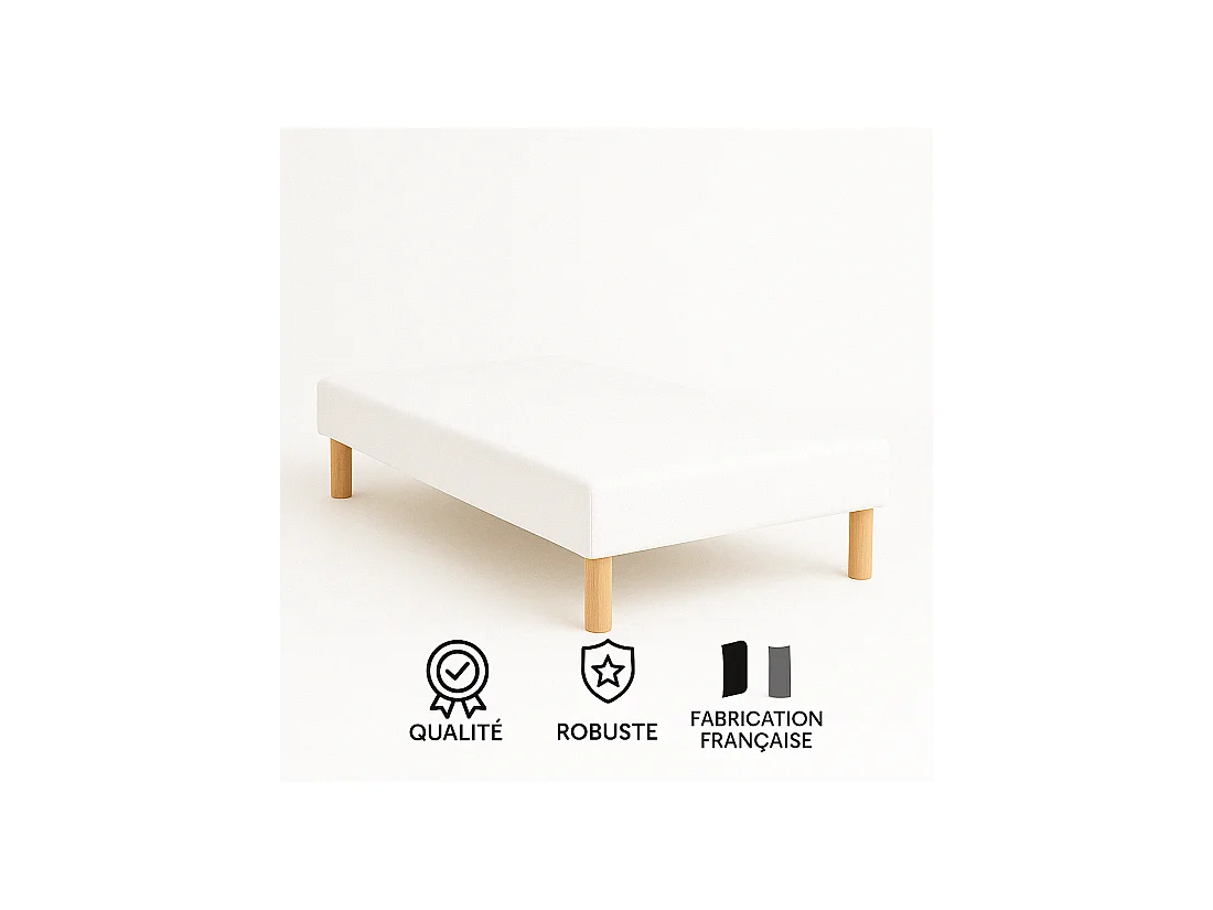 Sommier Tapissier Blanc 80x200 – Fabrication Française Artisanale – Livré avec Pieds