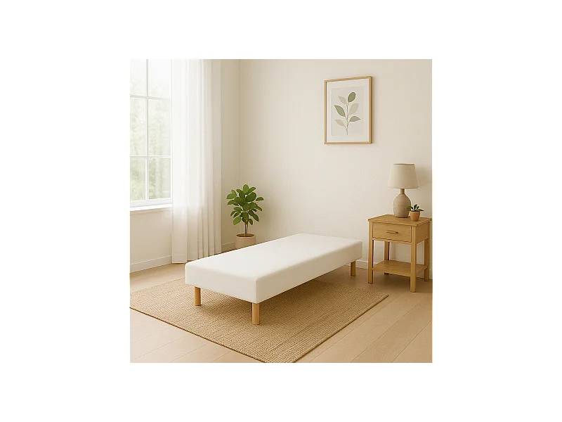 Sommier Tapissier Blanc 80x200 – Fabrication Française Artisanale – Livré avec Pieds