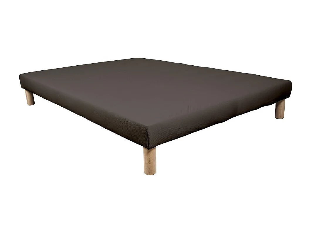 SOMMIER TAPISSIER MARRON 90x200 cm | FABRICATION FRANÇAISE ARTISANALE | PIEDS OFFERTS | HAUTEUR avec PIEDS 27 cm