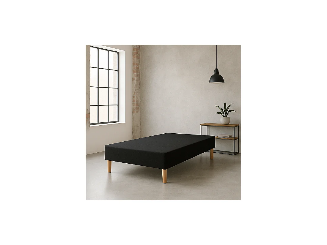 SOMMIER TAPISSIER NOIR 140x200 cm | FABRICATION FRANÇAISE ARTISANALE | PIEDS OFFERTS | HAUTEUR avec PIEDS 27 cm