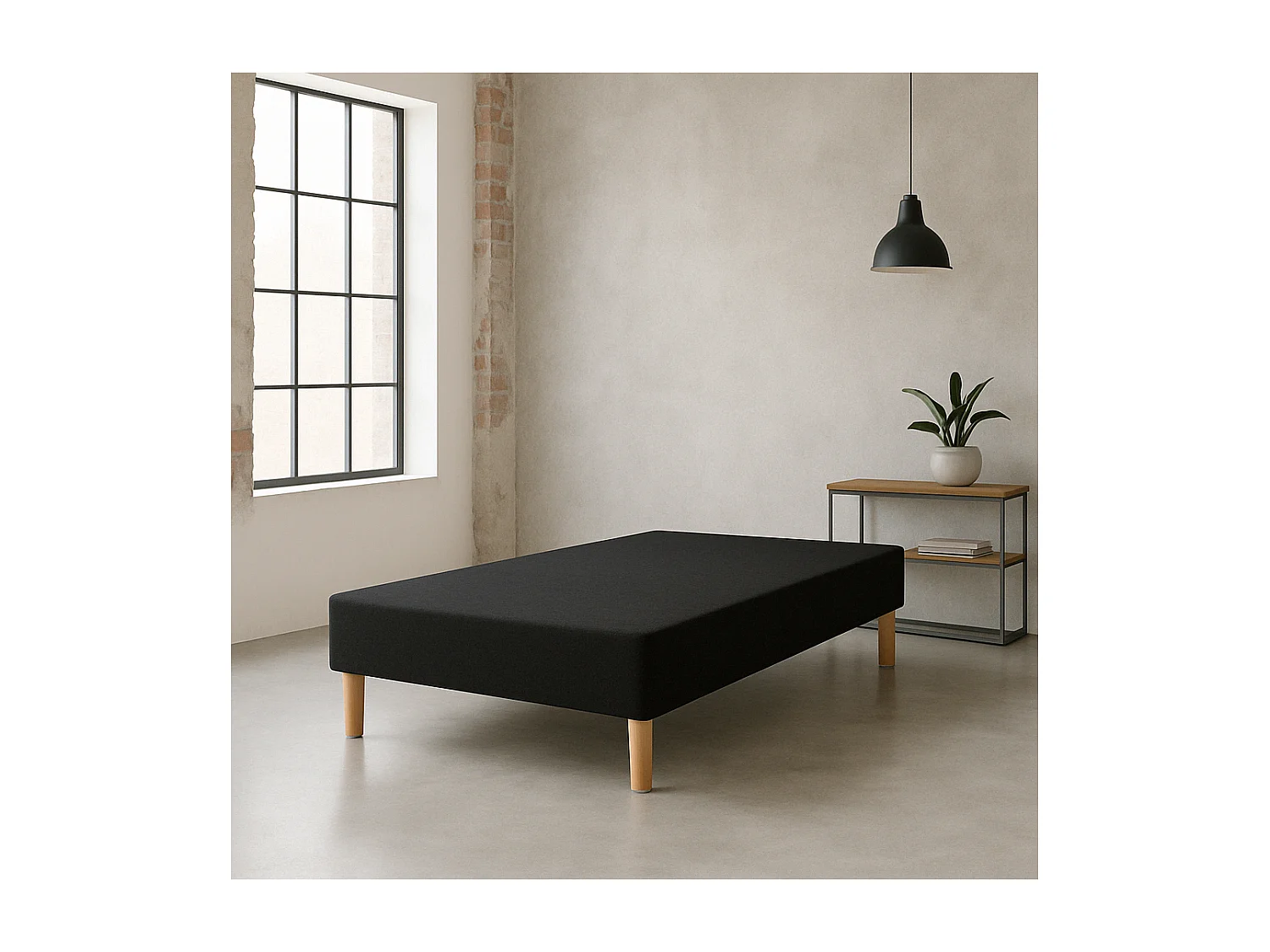 SOMMIER TAPISSIER NOIR 140x200 cm | FABRICATION FRANÇAISE ARTISANALE | PIEDS OFFERTS | HAUTEUR avec PIEDS 27 cm