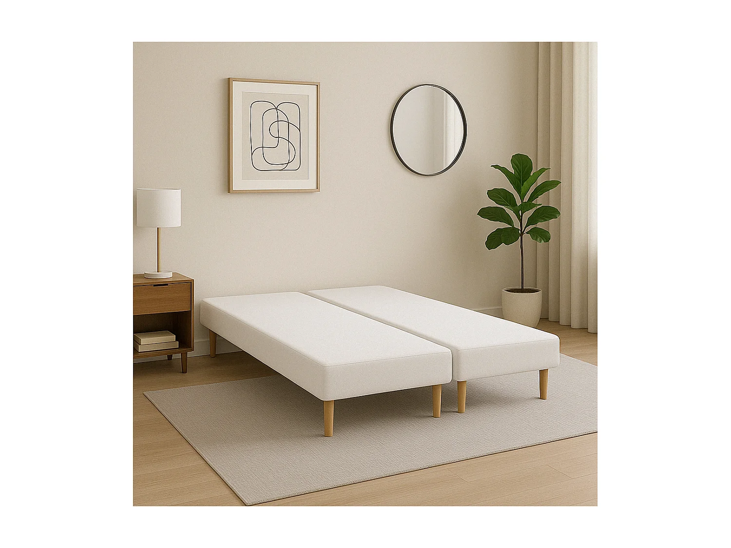 SOMMIER TAPISSIER BLANC 70x200x2 (140x200) | FABRICATION FRANÇAISE ARTISANALE | PIEDS OFFERTS | HAUTEUR avec PIEDS 27 cm