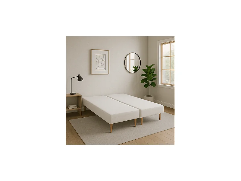 Sommier tapissier 160x200 (80x200x2) fabrication française + pieds offerts