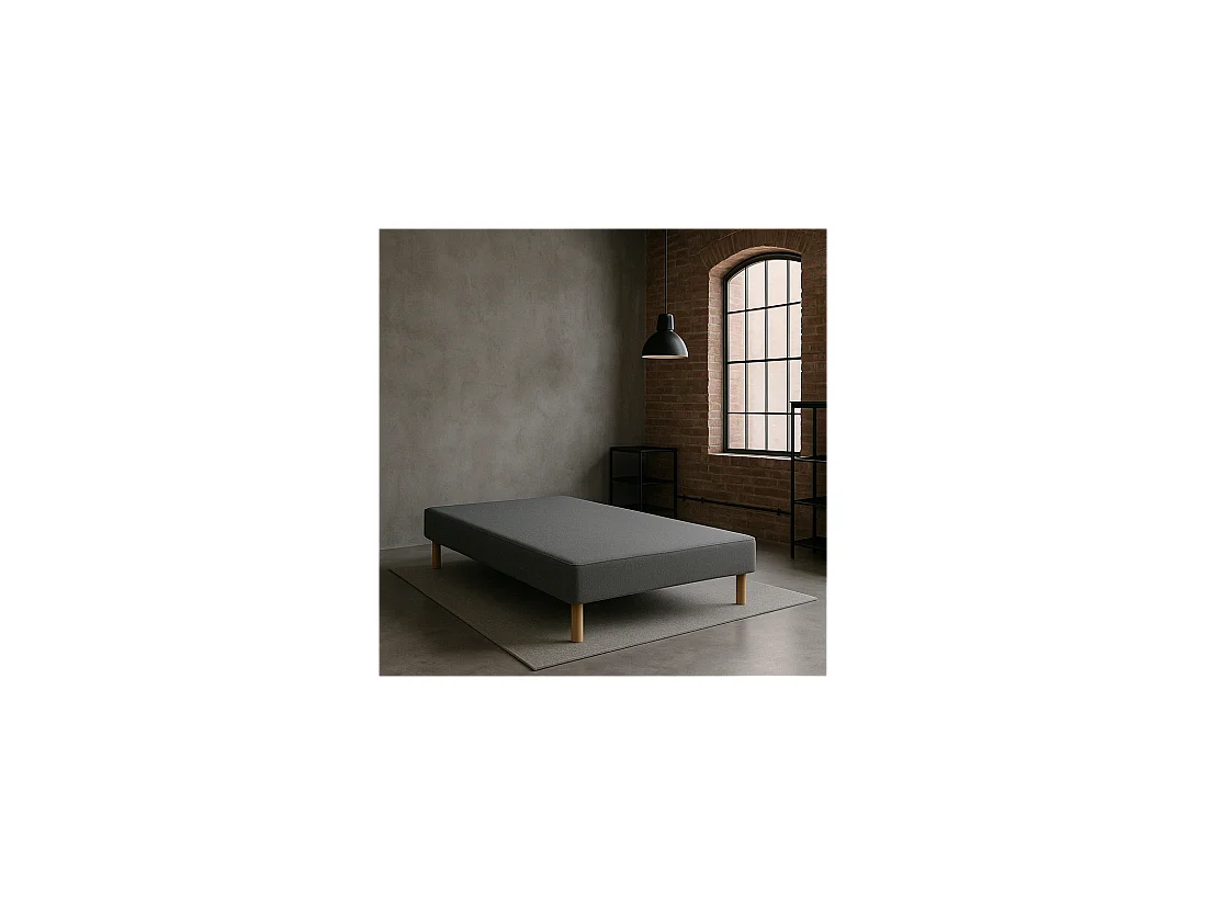 SOMMIER TAPISSIER GRIS 140x190 cm | FABRICATION FRANÇAISE ARTISANALE | PIEDS OFFERTS | HAUTEUR avec PIEDS 27 cm