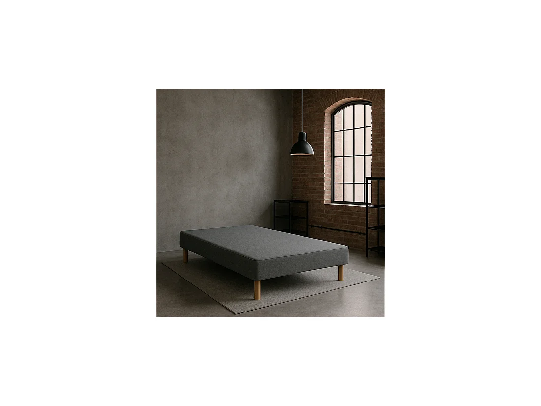 SOMMIER TAPISSIER GRIS 140x190 cm | FABRICATION FRANÇAISE ARTISANALE | PIEDS OFFERTS | HAUTEUR avec PIEDS 27 cm