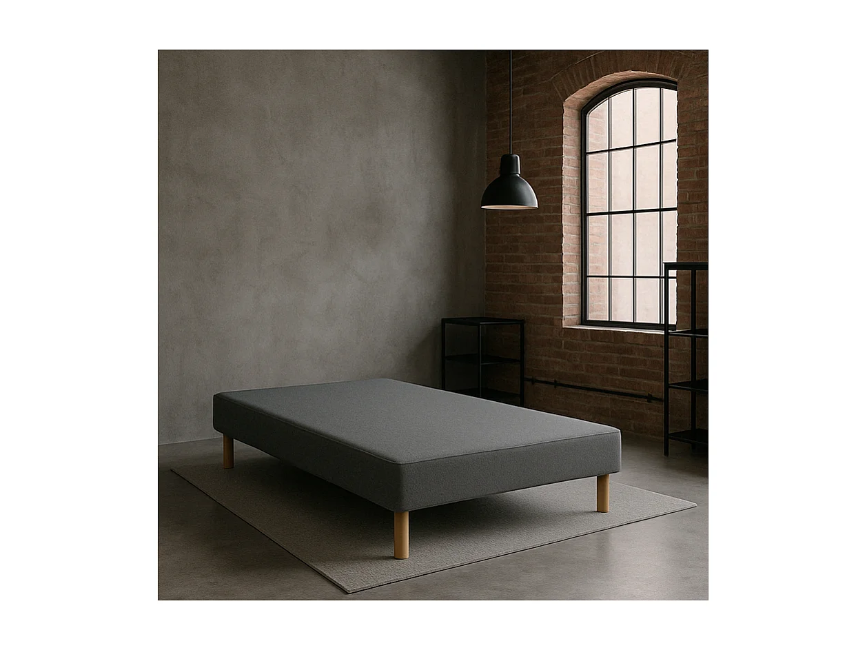 SOMMIER TAPISSIER GRIS 140x190 cm FABRICATION FRANÇAISE ARTISANALE PIEDS OFFERTS HAUTEUR avec PIEDS 27 cm