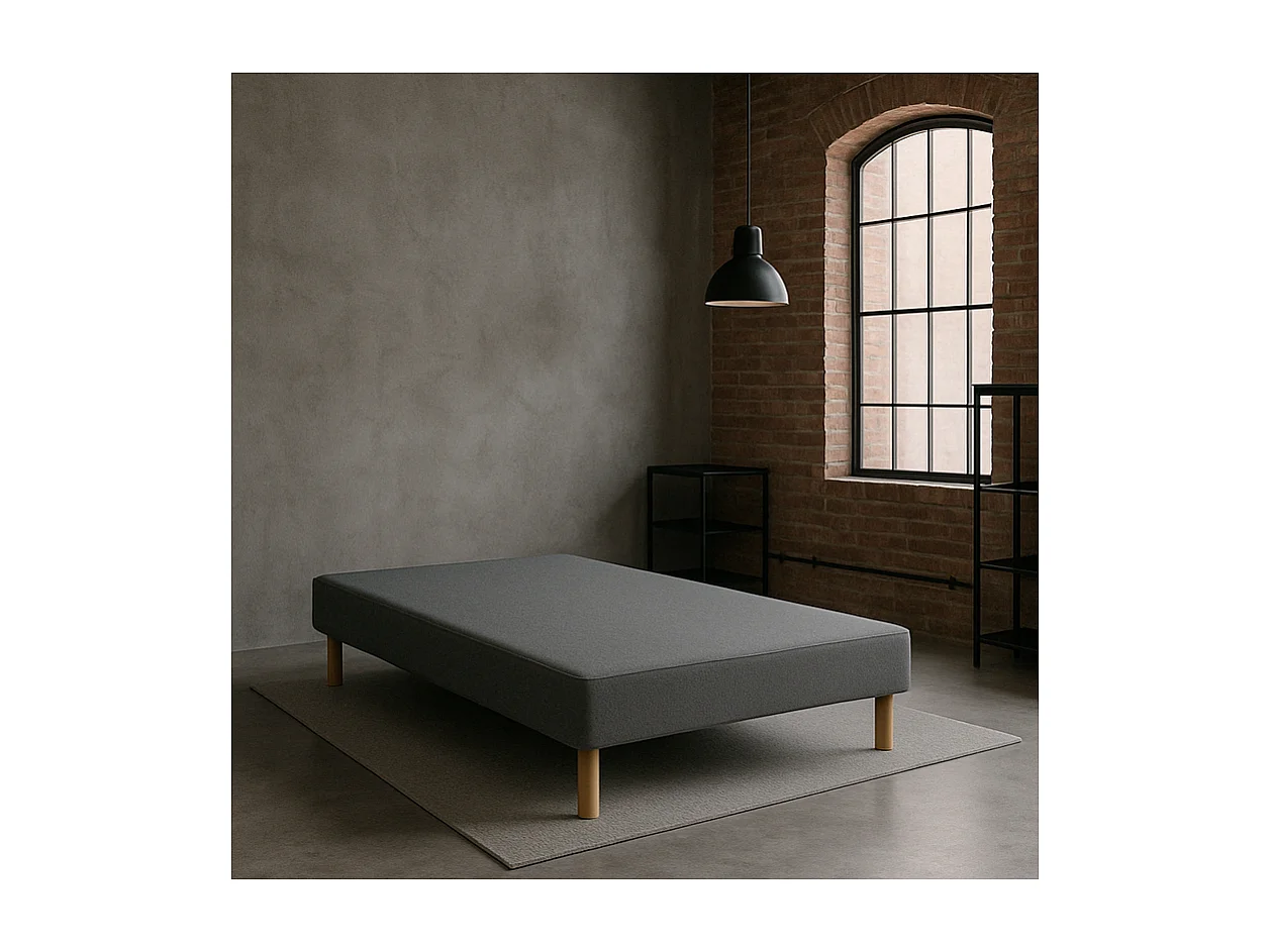 SOMMIER TAPISSIER GRIS 140x190 cm FABRICATION FRANÇAISE ARTISANALE PIEDS OFFERTS HAUTEUR avec PIEDS 27 cm