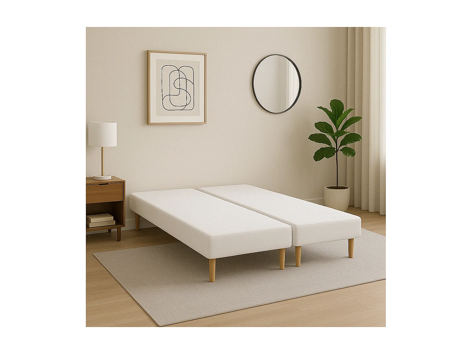 SOMMIER TAPISSIER blanc 90x200x2 (180x200) avec PIEDS offerts FABRICATION FRANÇAISE, HAUTEUR 27 cm