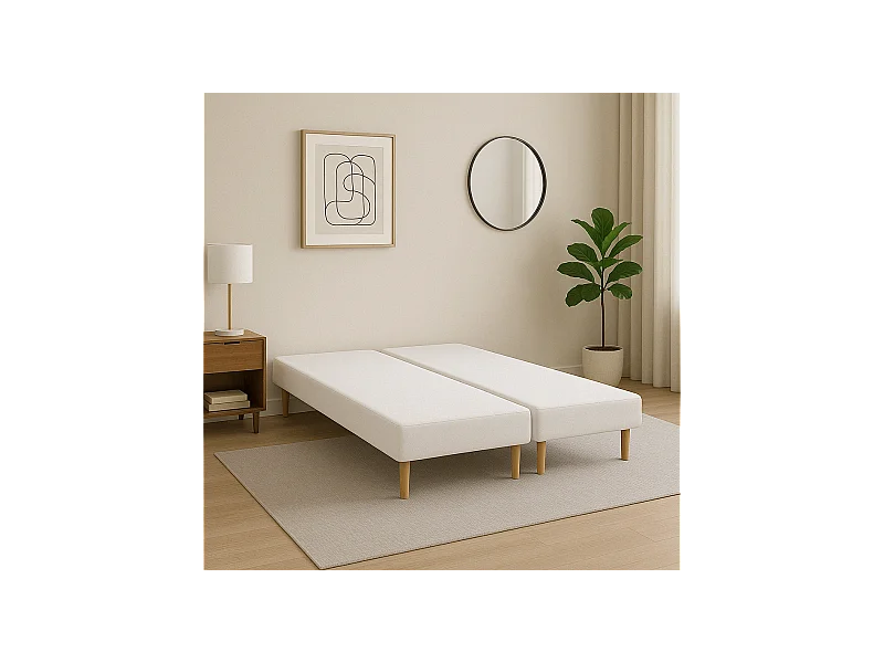 SOMMIER TAPISSIER blanc 90x200x2 (180x200) avec PIEDS offerts FABRICATION FRANÇAISE, HAUTEUR 27 cm