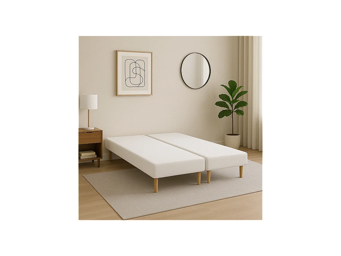 Lot de 2 Sommiers Tapissiers Blanc 70x190 Ensemble 140x190 Fabrication Française Artisanale