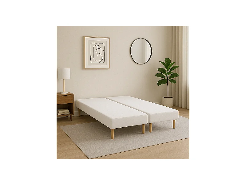 Lot de 2 Sommiers Tapissiers Blanc 70x190 – Ensemble 140x190 – Fabrication Française Artisanale