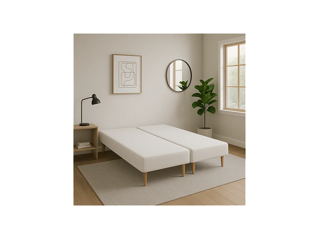 SOMMIER TAPISSIER BLANC 70x190x2 (140x190) | FABRICATION FRANÇAISE ARTISANALE | PIEDS OFFERTS | HAUTEUR avec PIEDS 27 cm