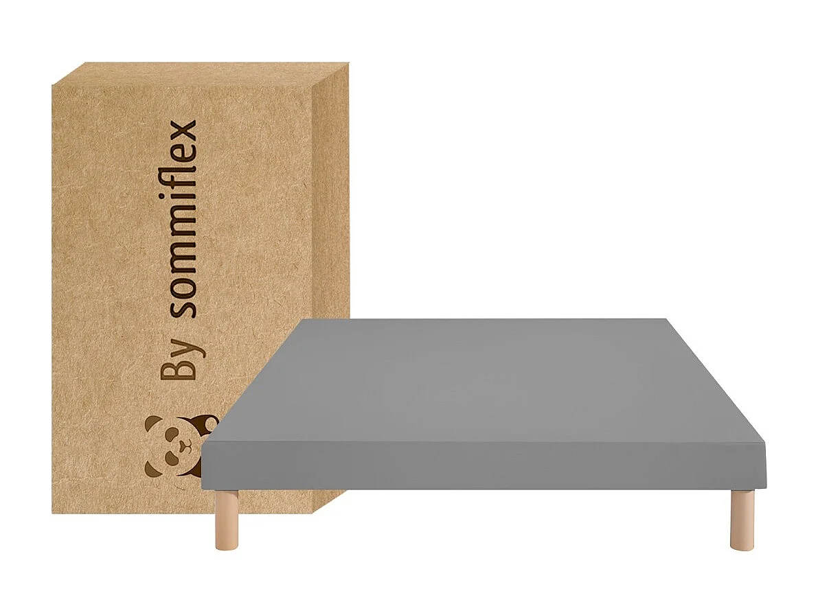 SOMMIER TAPISSIER GRIS 140x200 cm | FABRICATION FRANÇAISE ARTISANALE | PIEDS OFFERTS | HAUTEUR avec PIEDS 27 cm