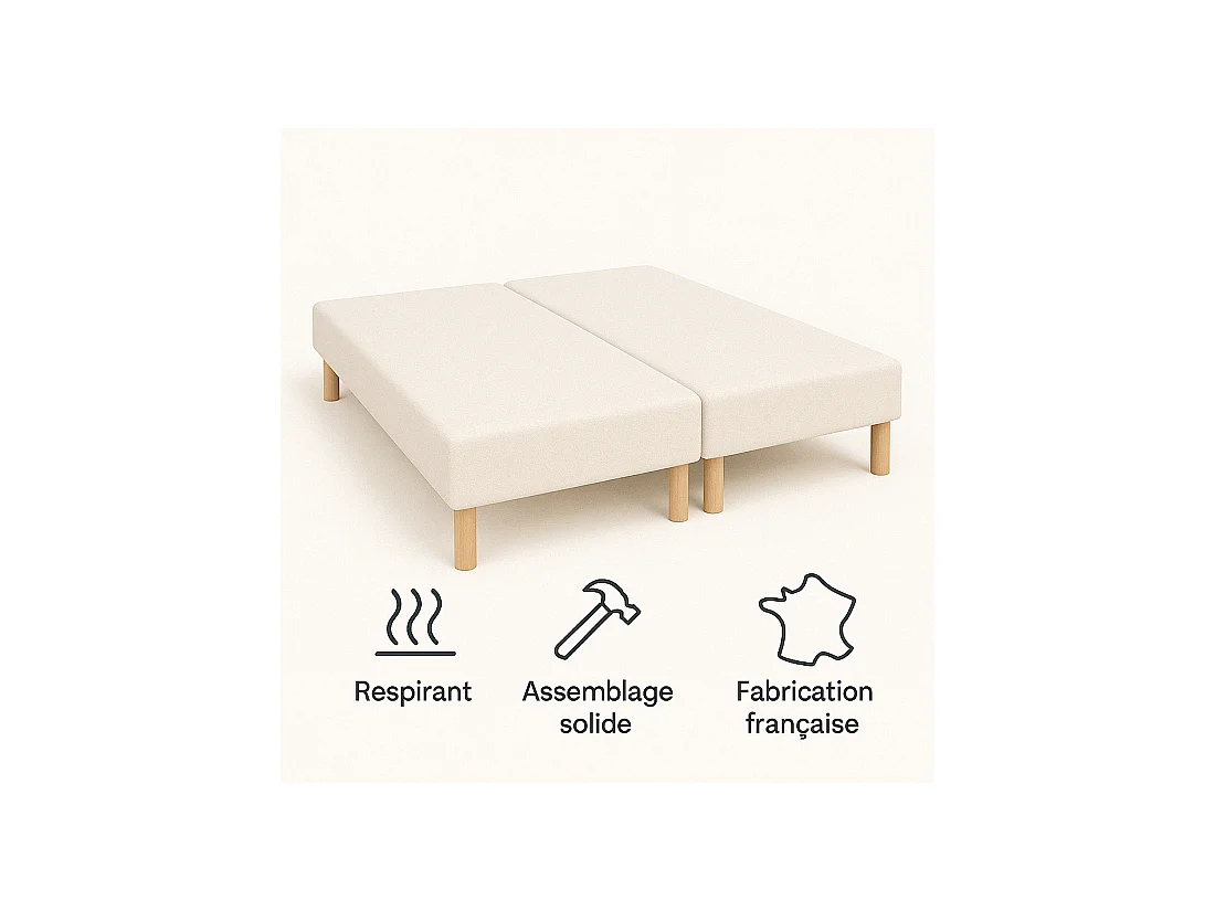 SOMMIER TAPISSIER NOIR 70x200x2 (140x200) | FABRICATION FRANÇAISE ARTISANALE | PIEDS OFFERTS | HAUTEUR avec PIEDS 27 cm