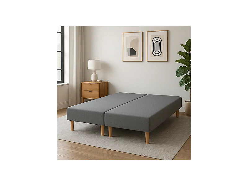 SOMMIER TAPISSIER BLANC (70x200x2) 140x200 cm | FABRICATION FRANÇAISE ARTISANALE | PIEDS OFFERTS | HAUTEUR avec PIEDS 27 cm