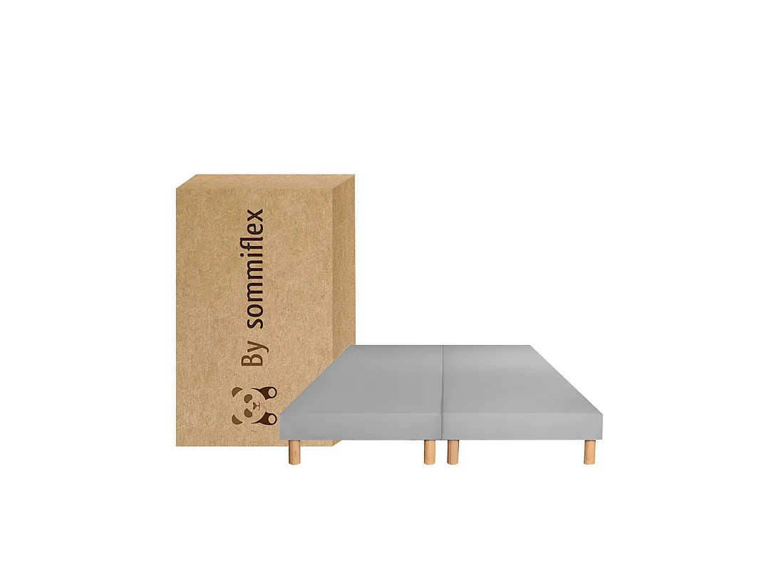 SOMMIER TAPISSIER GRIS 100x200x2 cm (200x200) | FABRICATION FRANÇAISE ARTISANALE | PIEDS OFFERTS | HAUTEUR avec PIEDS 27 cm