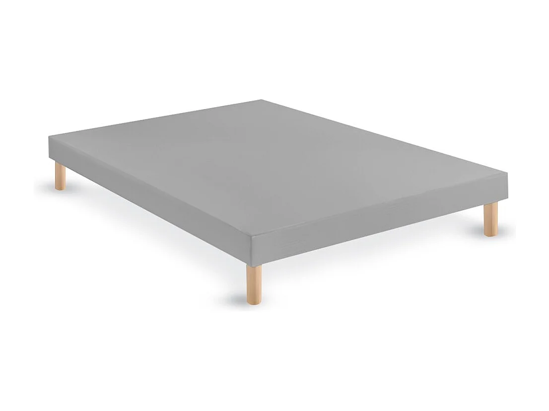 SOMMIER TAPISSIER GRIS 130x190 cm | FABRICATION FRANÇAISE ARTISANALE | PIEDS OFFERTS | HAUTEUR avec PIEDS 27 cm