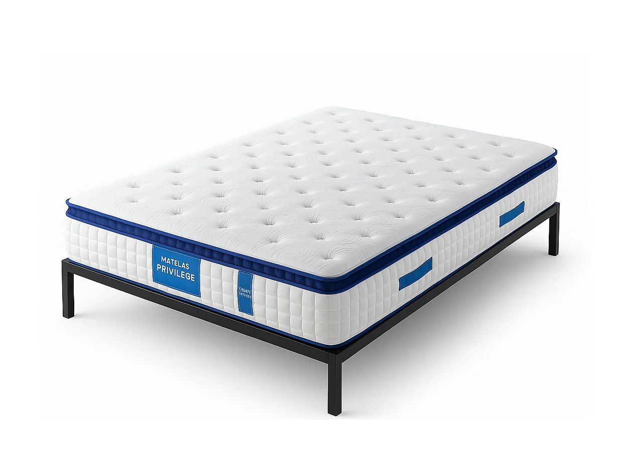 Matelas 140x190 cm Ressorts Ensachés Épaisseur 28 cm Surmatelas Mousse HR Confort MiFerme Garantie 4 Ans