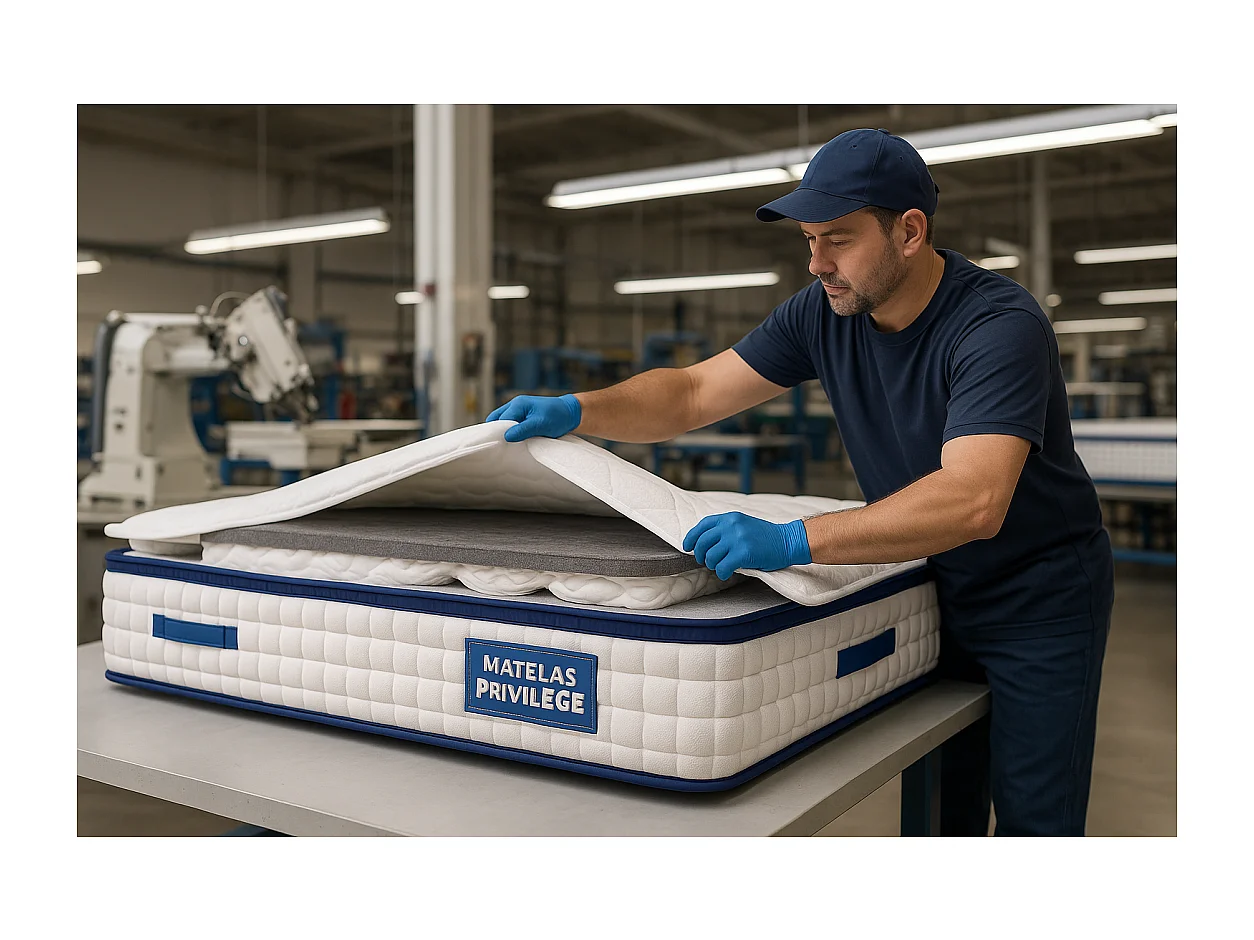 Matelas 140x190 cm Ressorts Ensachés Épaisseur 28 cm Surmatelas Mousse HR Confort MiFerme Garantie 4 Ans