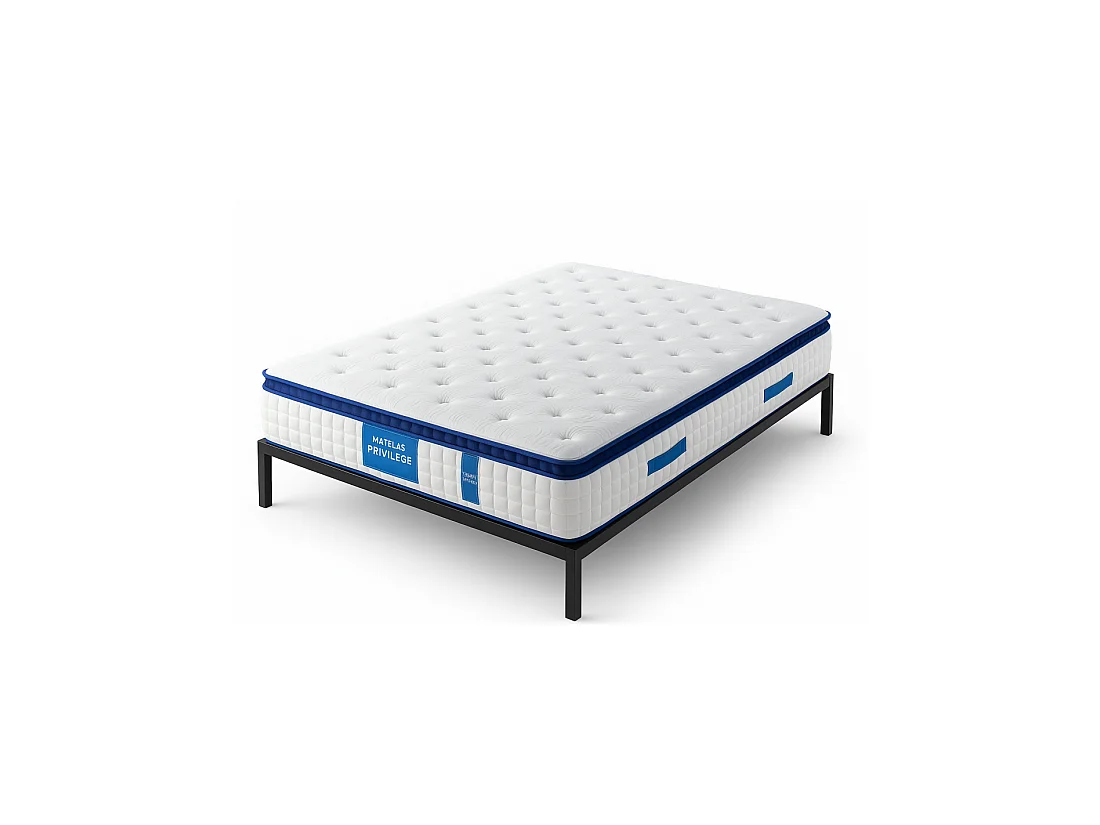 Matelas 140x190 cm Ressorts Ensachés Épaisseur 28 cm Surmatelas Mousse HR Confort MiFerme Garantie 4 Ans
