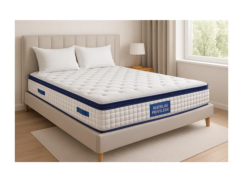 Matelas 140x190 cm Ressorts Ensachés Épaisseur 28 cm Surmatelas Mousse HR Confort MiFerme Garantie 4 Ans