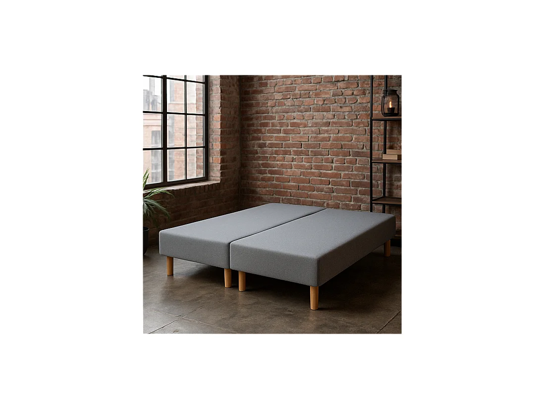 SOMMIER TAPISSIER GRIS 70x200x2 (140x200) | FABRICATION FRANÇAISE ARTISANALE | PIEDS OFFERTS | HAUTEUR avec PIEDS 27 cm