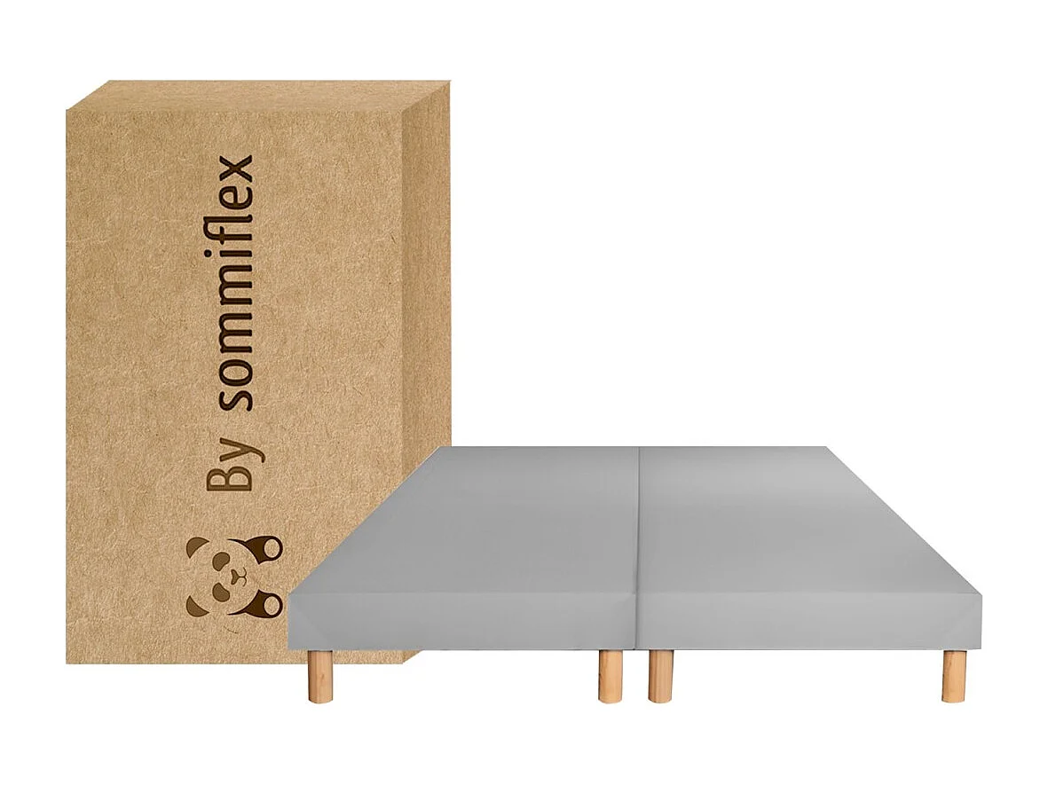 SOMMIER TAPISSIER GRIS 80x200x2 cm (160x200) | FABRICATION FRANÇAISE ARTISANALE | PIEDS OFFERTS | HAUTEUR avec PIEDS 27 cm