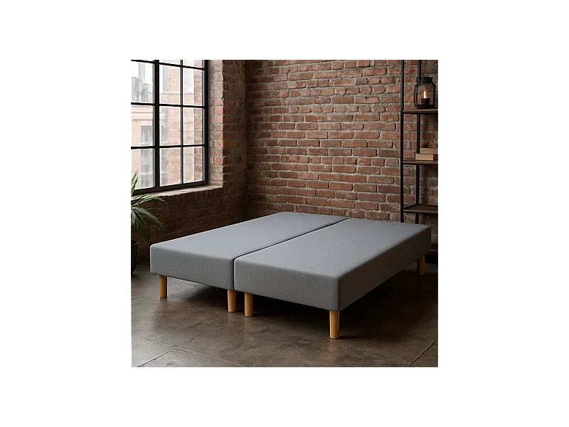 SOMMIER TAPISSIER GRIS 80x200x2 cm (160x200) | FABRICATION FRANÇAISE ARTISANALE | PIEDS OFFERTS | HAUTEUR avec PIEDS 27 cm