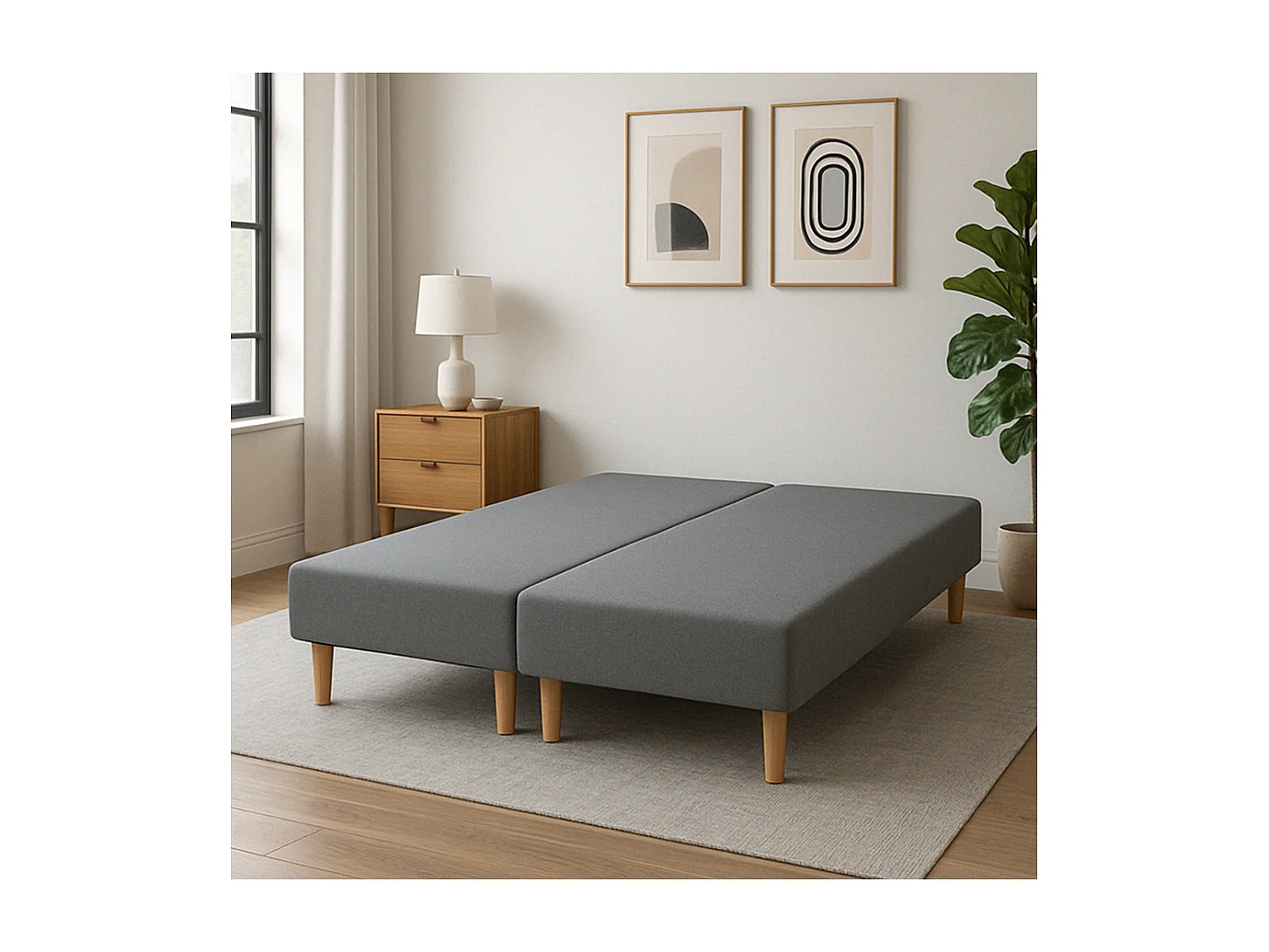 SOMMIER TAPISSIER GRIS 70x200x2 (140x200) | FABRICATION FRANÇAISE ARTISANALE | PIEDS OFFERTS | HAUTEUR avec PIEDS 27 cm