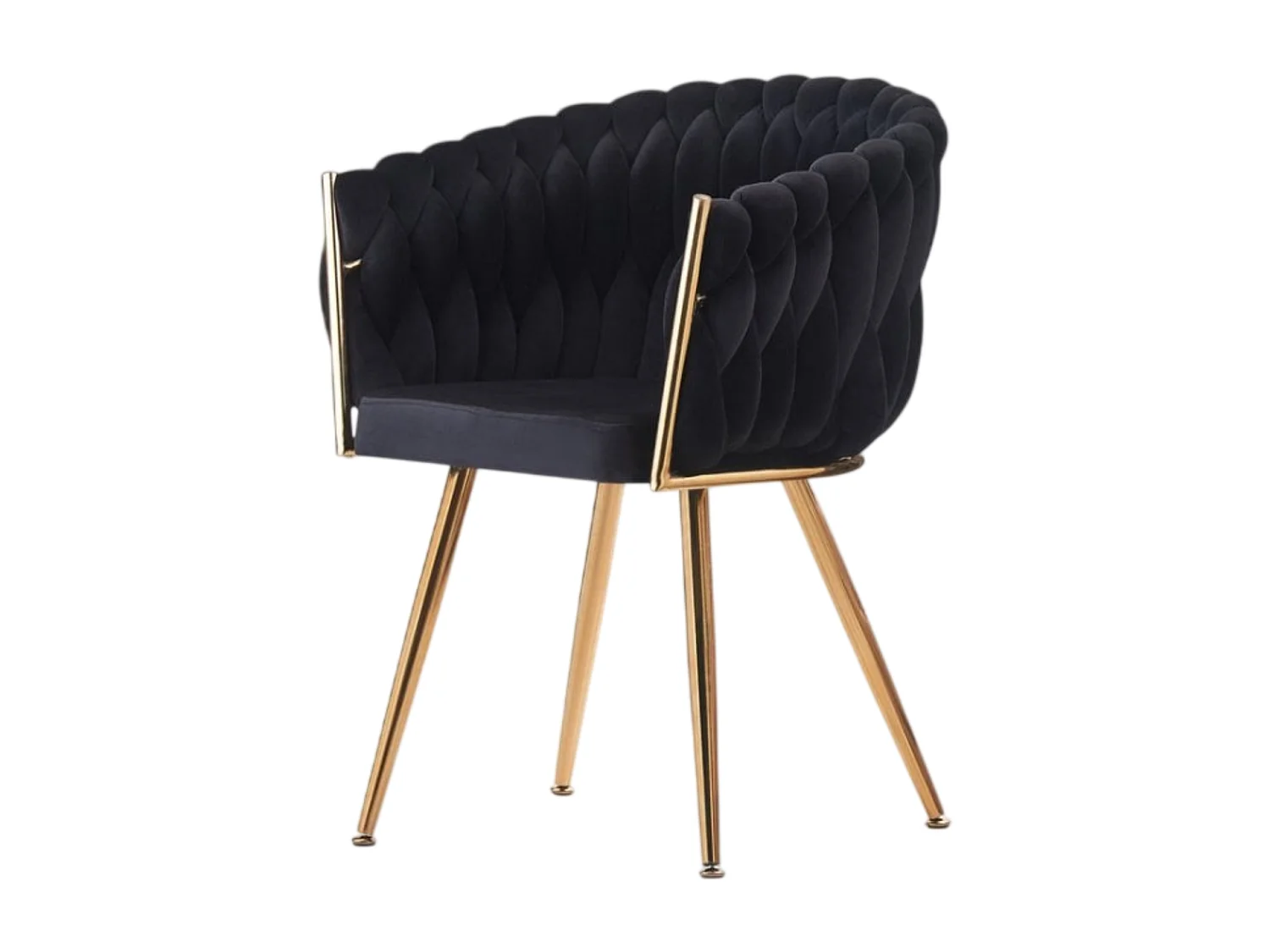 ROMA - Chaise Tissée en Velours - Avec Accoudoirs - Noir