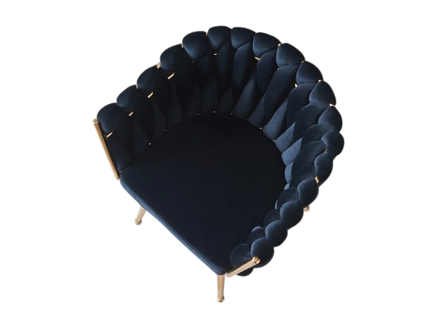 ROMA - Chaise Tissée en Velours - Avec Accoudoirs - Noir