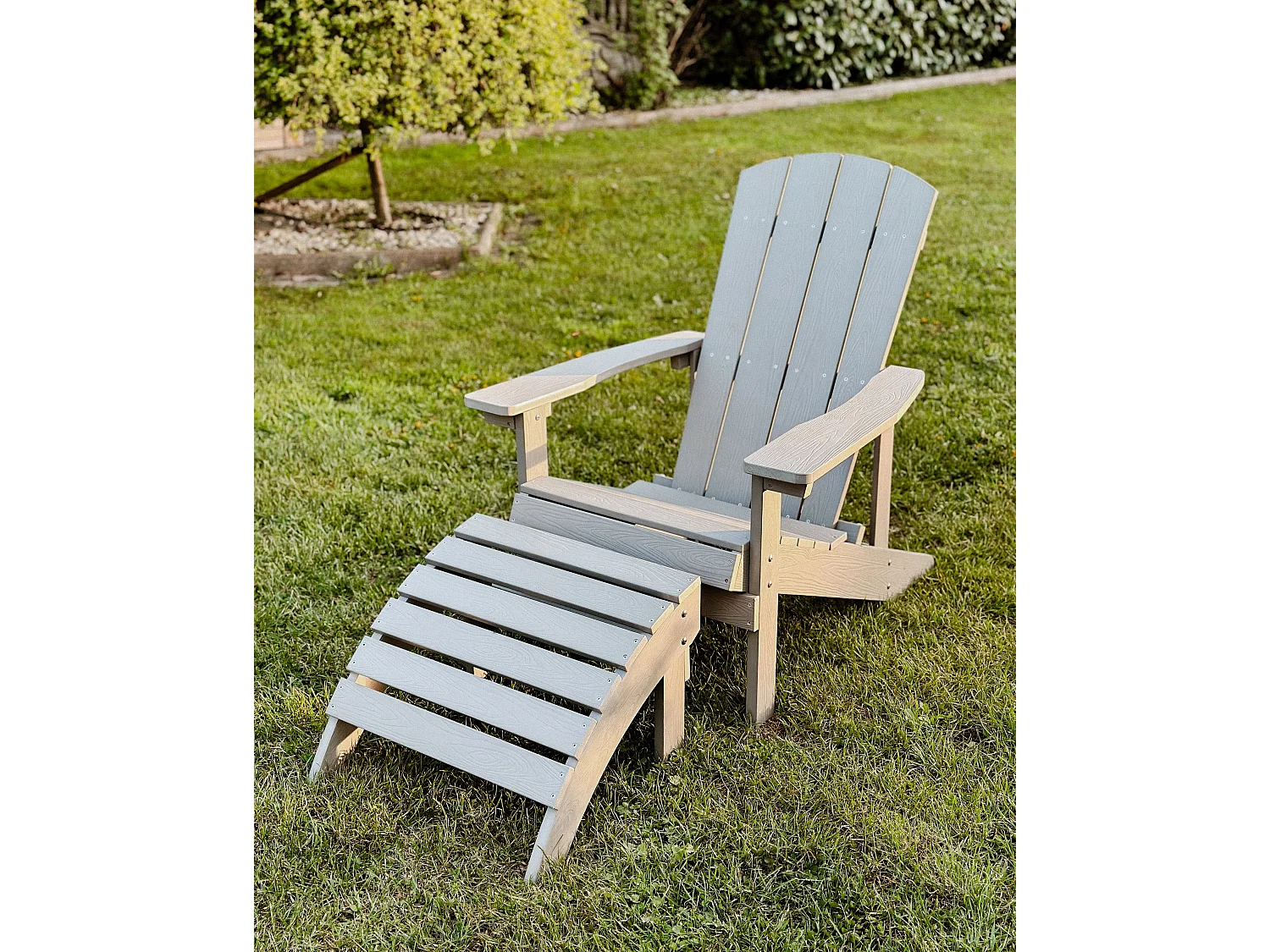 Tuinstoel ADIRONDACK met voetenbank Lichtgrijs